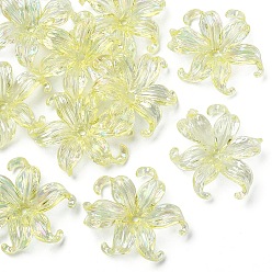 Светлый Золото-желтый 10 шт. УФ-покрытие радужных пластиковых бусин, цветок, светлый золотарник желтый, 40x44 мм