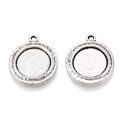 Античное Серебро Сеттинги для кабошонов или кулона, сплав, тибетский стиль , без кадмия и без свинца, плоско-круглые, античное серебро, лоток : 12 мм, 21x17.5x1.5 мм, отверстие : 1.4~1.5 мм