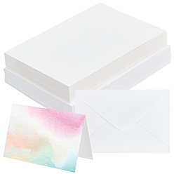 Белый 50 шт. пустые поздравительные открытки из древесной целлюлозы и хлопка, с конвертом, прямоугольные, белые, 101x152x0.5 мм
