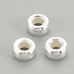 Silbern Silberfarbig 925 Sterling Silber Perlen Abstandhalter, Ring, Silbern Silberfarbig, 6x3 mm, Bohrung: 2.5 mm