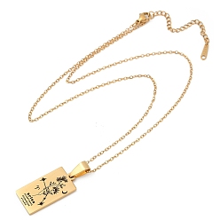 Овен 12 Созвездие из нержавеющей стали с гравировкой карт Таро подвеска кабель цепочка ожерелье, золотые, Овен, 17.72 дюйм (45 см)