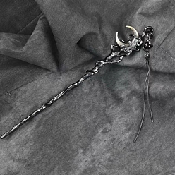 Черный Цвет Металла Легированные Палочки для Волос, аксессуары для волос для женщин и девочек, луна, металлический черный , 170 мм