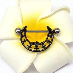 Луна 304 Кольца для сосков из нержавеющей стали и 316 хирургической нержавеющей стали, чёрные, луна, 30 мм