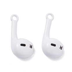 White Baking Paint Zinc Alloy Pendants, Headset, White, 21x9x6mm, Hole: 1.8mm