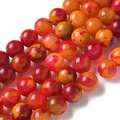 (123L) Белый крем непрозрачный блеск Природный агат бисер нитей, окрашенная и подогревом, круглые, огнеупорный кирпич, 10~10.5 мм, отверстие : 0.7 мм, около 38 шт / нитка, 14.76'' (37.5 см)