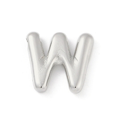 Letter W Gestellmessinganhänger, langlebig überzogen, Bleifrei und cadmium frei, Platin Farbe, Buchstabe w, 17x18.5x4 mm, Bohrung: 1.8 mm