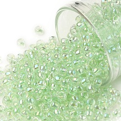(172) Pale Green Transparent Rainbow TOHO Round Seed Beads, Japanese Seed Beads, (172) Pale Green Transparent Rainbow, 8/0, 3mm, Hole: 1mm, about 222pcs/bottle, 10g/bottle