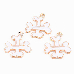 Белый Подвески из эмалевого сплава легкого золота, без кадмия и без свинца, Хэллоуин, поперечная кость, белые, 22x19.5x1.2 мм, отверстие : 1.5 мм