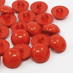 Red Acrylic Dome Shank Buttons, 1-Hole, Dyed, Half Round, Red, 15x5mm, Hole: 3mm