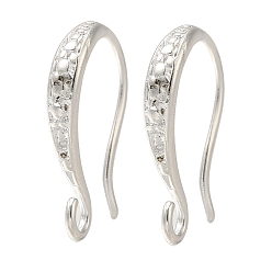 Посеребрённый Латунные крючки для сережек, без кадмия и без свинца, 925 серебро покрытием, 15x9x2.5 мм, отверстие : 1.4 мм, штифты : 0.8 мм