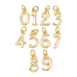 Настоящее золото 18K Латунные микропаве прозрачные кубические циркониевые подвески, число, с целью перехода в кольце, без кадмия и без свинца, стойки покрытие, долговечный, реальный 18 k позолоченный, 14~15x4.5~11x2 мм, отверстие : 3 мм