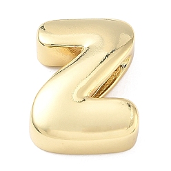 Letter Z Латунные бусины с инициалами, реальный 18 k позолоченный, долговечный, стойки покрытие, без свинца и без кадмия, Письмо Z, 20.5x16x7 мм, отверстие : 8.5x3.5 мм