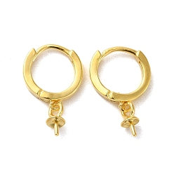 Real 18K Gold Plated 925 Sterling Silver Hoop Earrings Findings, Round, Real 18K Gold Plated, 15mm