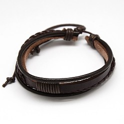 Coconut Brown Trendy Unisex Casual Style Multi-Strand Wax and Leather Cord Bracelets, Coconut Brown, 64mm