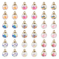 (52) Непрозрачная лаванда 54шт 9 стили стеклянные подвески, круглые, с ccb и полимерной глиной ручной работы, разноцветные, 21.5x16 мм, отверстие : 2.5 мм, 6 шт / стиль