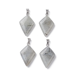 Лабрадорита Природные подвески лабрадорита, Подвески для воздушного змея с цветными защелками из нержавеющей стали и дужками, 28~28.5x18x5.5~6 мм, отверстие : 5.5x3.5 мм