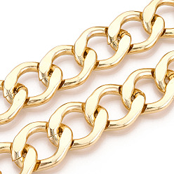 Золотой Алюминий обуздать цепи, несварные, с катушкой, золотые, 30x24x4.5 мм, около 16.40 футов (5 м) / рулон