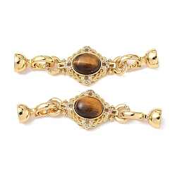 Настоящее золото 18K Латунное микропейв, прозрачный кубический цирконий, складные застежки, без кадмия, без никеля и без свинца, с натуральным тигровый глаз, ромб, реальный 18 k позолоченный, 55 мм