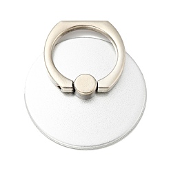 Platinum Zinc Alloy Flat Round Cell Phone Holder Stand Findings, Rotation Finger Grip Ring Kickstand Settings, Platinum, 4.5x1.85x0.25cm