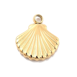 Настоящее золото 14K Ионное покрытие (ip) 304 подвески из нержавеющей стали, формы раковины, реальный 14 k позолоченный, 9x8x1.5 мм, отверстие : 1.2 мм