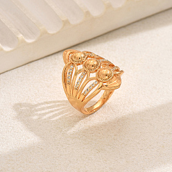 Золотой Многослойный полый дизайн латунные микропаве кубические цирконии регулируемые кольца для женщин, золотые, 30 мм, внутренний диаметр: регулируемый