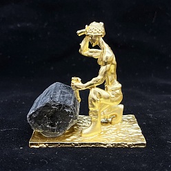 Турмалин Украшения шахтеров из сплава с необработанным натуральным турмалином, для офисных украшений для домашней витрины, 52x53 мм