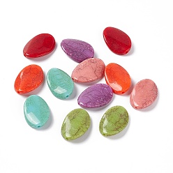 Mixed Color Crackle Opaque Acrylic Beads, Imitation Turquoise, Twist Oval, Mixed Color, 29x19x6.5mm, Hole: 1.6mm, about 224pcs/500g