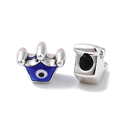 Crown Ccb пластиковые эмалированные европейские бусины, бусины с большим отверстием, светло-синий, корона, 18x17x9 мм, отверстие : 5 мм