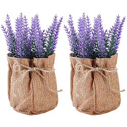 Розовато-лиловый 2 шт. пластиковых лавандовых микроландшафтных украшений, с бельевой находкой, аксессуары для кукольного домика с микро-ландшафтом, притворяясь опорными украшениями, розовато-лиловый, 80x75x175 мм