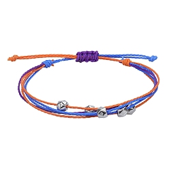 (52) Непрозрачная лаванда Браслеты из многожильных бусин из вощеного шнура в стиле бохо, регулируемые женские браслеты из полигональных бусин, разноцветные, периметр: 5-7/8~11 дюйм (15~28 см)