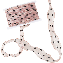 Pink 25м полиэстеровые органзовые ленты, полька точка рисунок, с картой дисплея 1pc картона, розовые, 2 дюйм (50 мм)