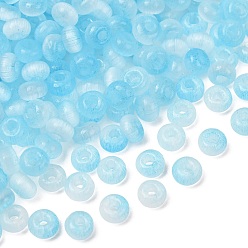 Blau Backfarbe Glasperlen, Cateye Katzenauge Imitat, Rondell, Ton zwei, Blau, 4x2.5 mm, Bohrung: 1.4 mm, ca. 14285 Stk. / 1000 g