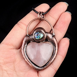 Розовый Кварц Ожерелья с подвесками в форме сердца из натурального розового кварца, с нейлоновым шнуром, 17.72 дюйм (45 см)