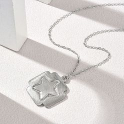 Stainless Steel Color 304 Stainless Steel Cross with Star Pendant Necklaces, Tarnish Free, Stainless Steel Color, 15.67 inch(39.8cm)
