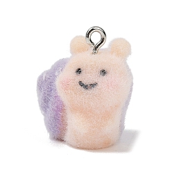 Snail Подвески из непрозрачной смолы с рисунком животных, с железной платиной петлей, улитка, 21.5x25.5x17 мм, отверстие : 2 мм