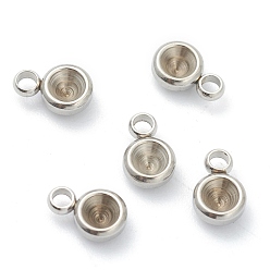 Stainless Steel Color Tarnish Resistant 202 Stainless Steel Pendant Rhinestone Settings, for Pointed Back Rivoli Rhinestone, Half Round, Stainless Steel Color, 7x4.5x2mm, Hole: 1.5mm, Fit for 3mm Rhinestone