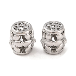 Платина Латунные бусины, без кадмия, без никеля и без свинца, колонке с цветком, платина, 9x8 мм, отверстие : 1 мм