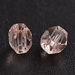 Misty Rose Faceted Transparent Glass Round Beads, Misty Rose, 3mm, Hole: 0.5mm, about 600pcs/bag
