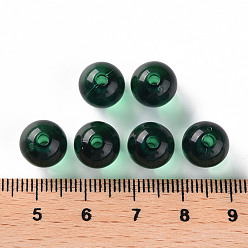 Dark Green Transparent Acrylic Beads, Round, Dark Green, 10x9mm, Hole: 2mm, about 940pcs/500g