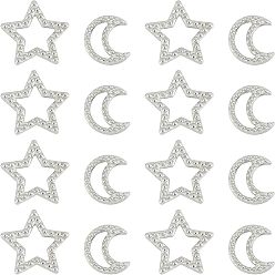 Stainless Steel Color 304 Stainless Steel Linking Rings, Moon/Star, Stainless Steel Color, 8x7x1.5mm, Inner Diameter: 2x6mm, 20pcs/box