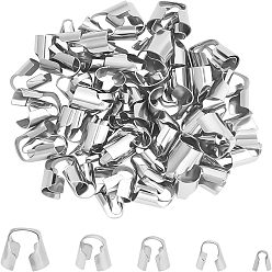 Stainless Steel Color 100 Pcs 5 Styles 304 Stainless Steel Cord Ends, End Caps, Column, Stainless Steel Color, 20pcs/style