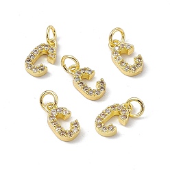 Letter C Real 18K Gold Plated Brass Micro Pave Clear Cubic Zirconia Charms, with Jump Ring, Letter.C, 11.5x6x2.5mm, Hole: 3.4mm