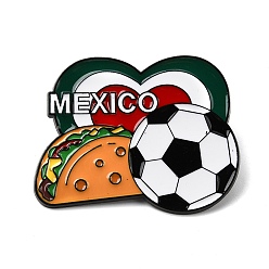 Оранжевый Эмалевые значки на тему мексиканского футбола, Черные металлические застежки для лацканов, рюкзаков и одежды., тако и сердце в виде флага, оранжевые, 38x30 мм