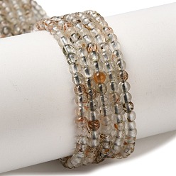 Rutilated Кварц Нити бусин из рутилированного кварца из натурального черного золота, круглые, 2.5~3 мм, отверстие : 0.7 мм, около 138~168 шт / нитка, 14.37~15.35'' (36.5~39 см)