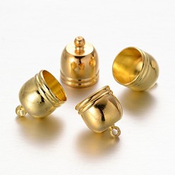 Oro Extremos del cable de la columna de bronce, tapas de los extremos, dorado, 14x12 mm, agujero: 2 mm, diámetro interior: 11 mm