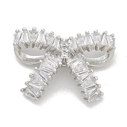 Платина Стойка покрытие латунные микропаве прозрачные кубические циркониевые кнопки, долговечный, без свинца и без кадмия, бантом, 1-луночное, платина, 15x20x6.5 мм, отверстие : 1.2 мм