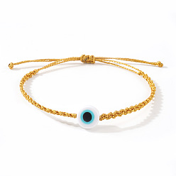 (932FM) Темно-синий аква-матовый с подкладкой Бусины лэмпворк плетеные браслеты из бисера для мужчин и женщин, злые глаза, темно-золотистые, внутренний диаметр: 11 дюйм (28 см)