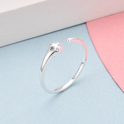 Серебро 925 открытые кольца-манжеты из стерлингового серебра с микропаве из прозрачных кубических цирконий для женщин, кошачий коготь, с печатью s925, серебряные, размер США 7 1/4 (17.5 мм)