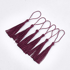 Коричневый Полиэстер кисточка большие подвесные украшения, коричневые, 80~90x6~7 мм