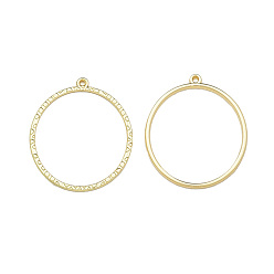 Light Gold Alloy Open Back Bezel Pendants, For DIY UV Resin, Epoxy Resin, Pressed Flower Jewelry, Cadmium Free & Lead Free, Ring, Light Gold, 39.5x33x2mm, Hole: 1.6mm
